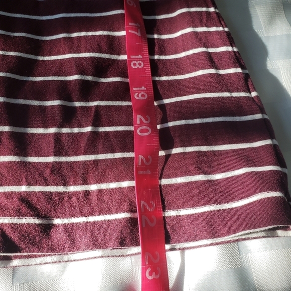 Talbots Boat Neck Burgundy Striped Quarter Sleeve Women's Top Size SP - Picture 4 of 6